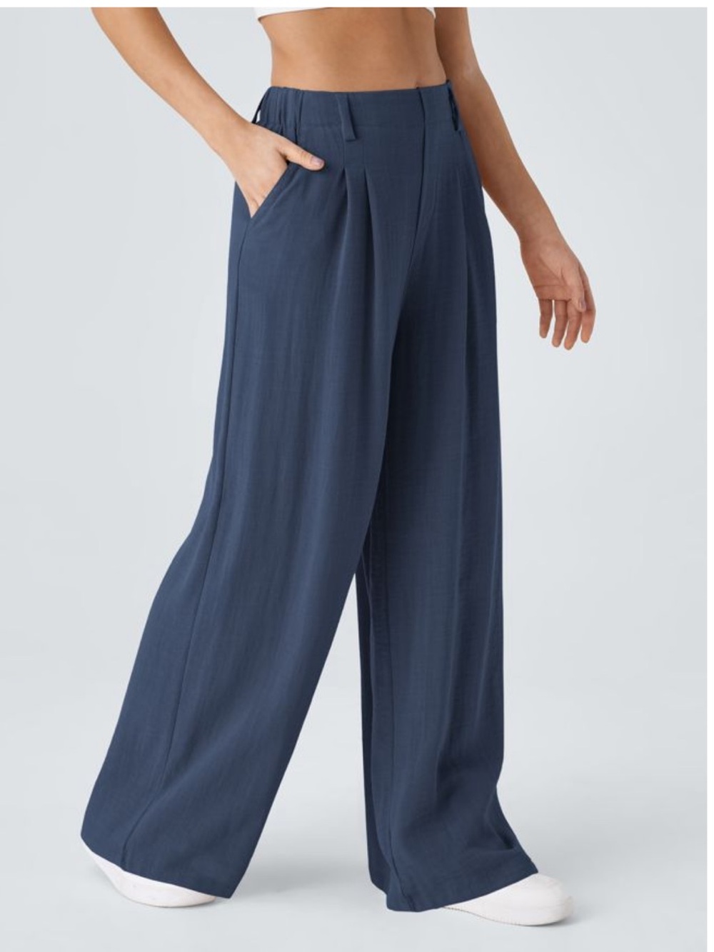Halara Wide Leg High-Rise Flowy Palazzo Pants in Navy Size M Tall